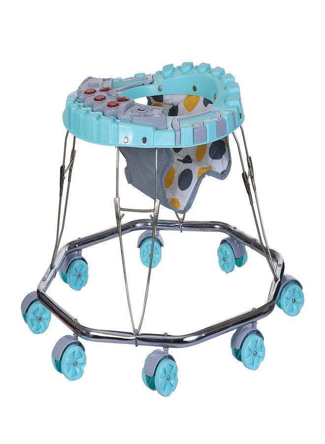 Maanit Baby Walker Multi-Function Musical Foldable Walker with Music Toys Bar for Kids Male and Female Baby Walker 6 Months to 1 Year (Turquoise) - Image 1
