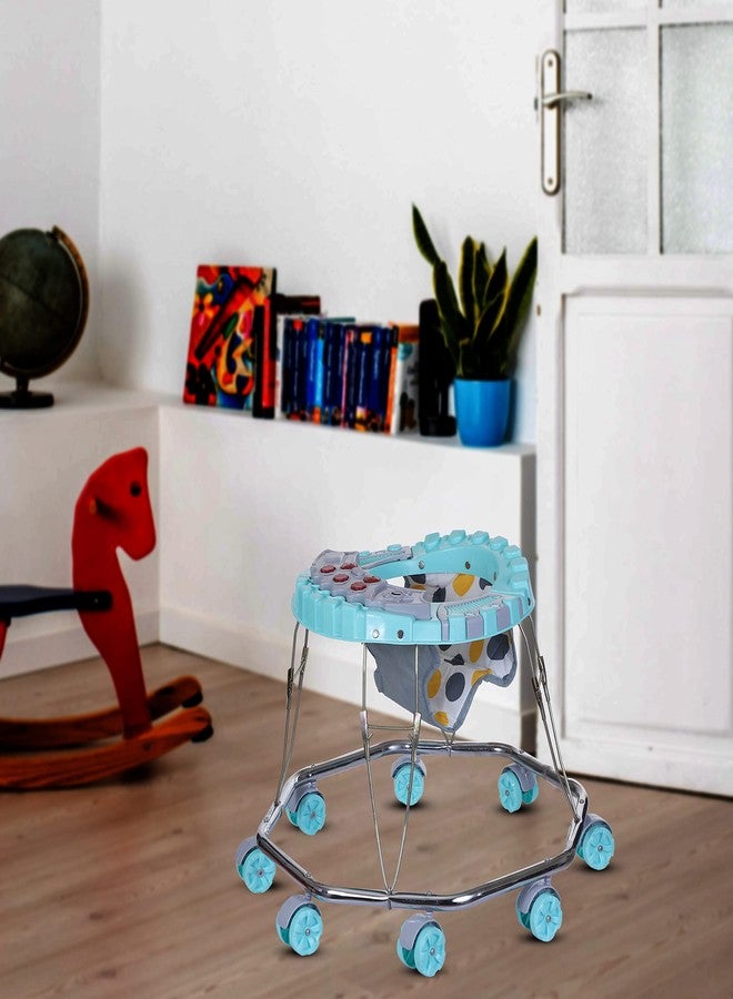 Maanit Baby Walker Multi-Function Musical Foldable Walker with Music Toys Bar for Kids Male and Female Baby Walker 6 Months to 1 Year (Turquoise) - Image 5