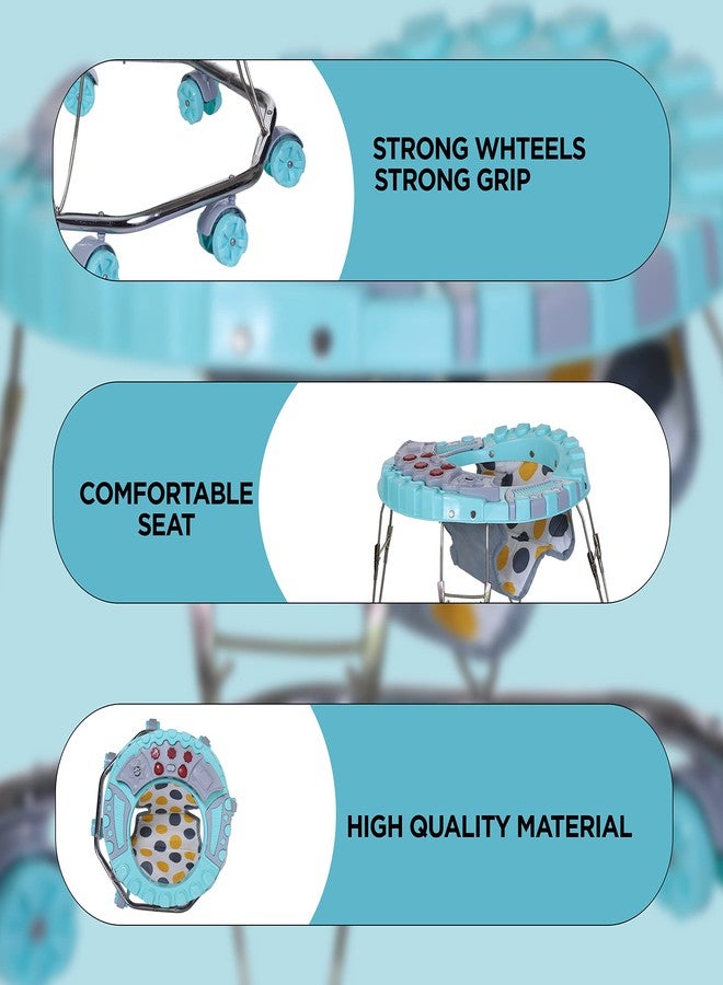Maanit Baby Walker Multi-Function Musical Foldable Walker with Music Toys Bar for Kids Male and Female Baby Walker 6 Months to 1 Year (Turquoise) - Image 3