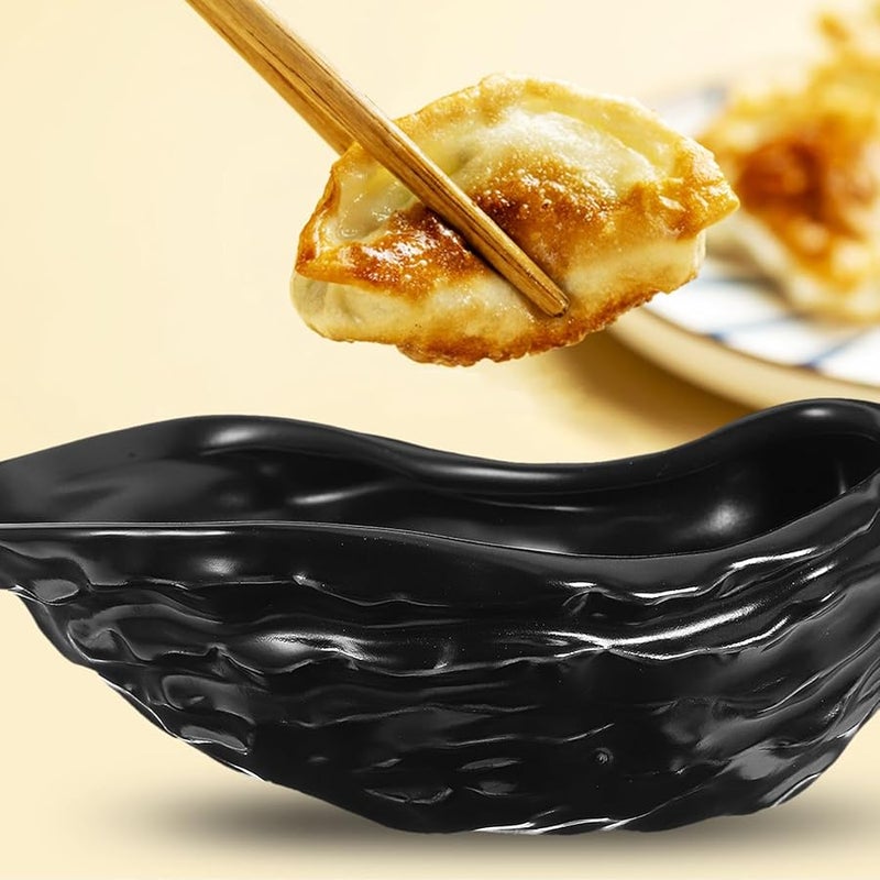 طبق صدفة المحار السيراميك الأسود غير اللامع لتقديم المأكولات البحرية والسوشي والحلويات - Image 5