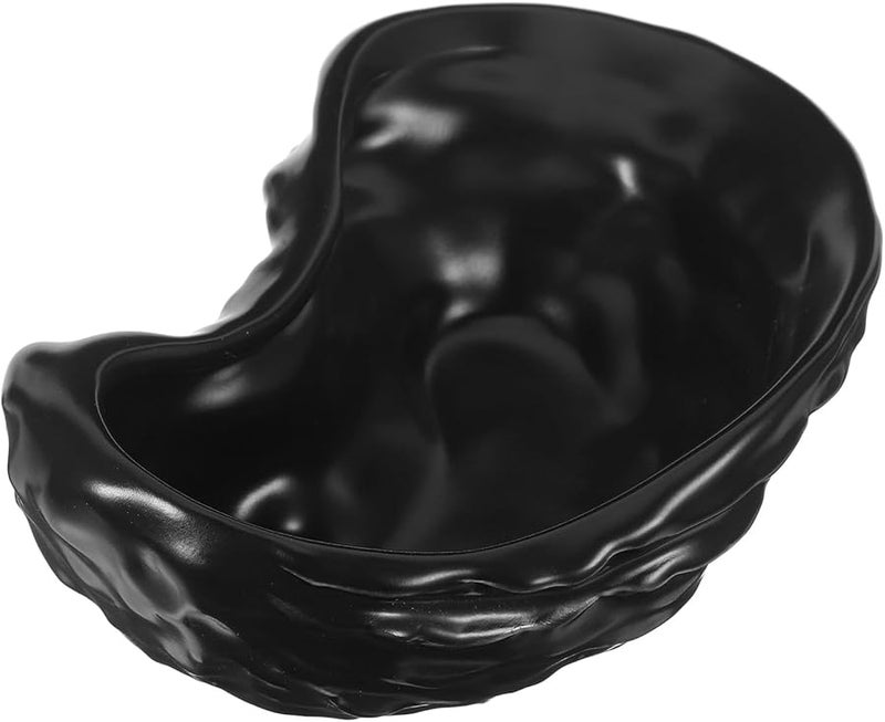 طبق صدفة المحار السيراميك الأسود غير اللامع لتقديم المأكولات البحرية والسوشي والحلويات - Image 1