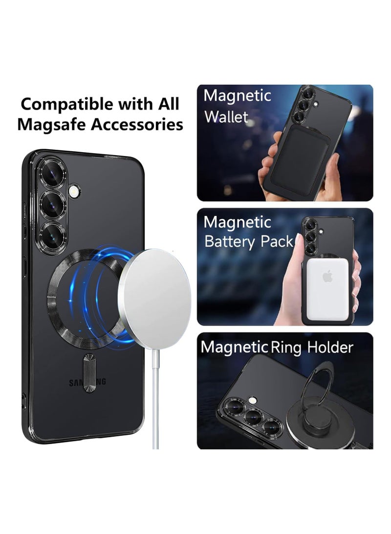 QIRG حافظة رقيقة شفافة مغناطيسية لهاتف سامسونج جالاكسي S25 إيدج مع واقي كاميرا كامل مضاد للاصفرار مقاومة للصدمات متوافقة مع غطاء ماغسيف - أسود - Image 2