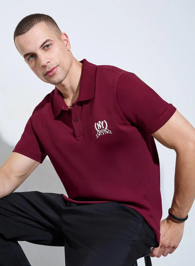 ستايلي Men Maroon Regular Fit HD Print Pique Polo