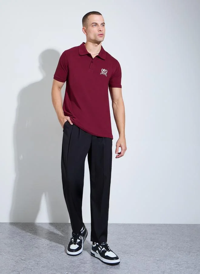 ستايلي Men Maroon Regular Fit HD Print Pique Polo