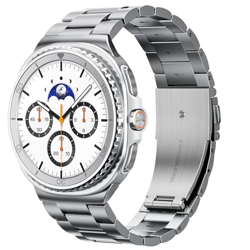 SPGUARD Metal Band Compatible with Samsung Galaxy Watch 8 40mm/44mm/Classic 46mm 2025,No Gap Business Stainless Steel Strap for Galaxy Watch8 Men Women,NOT for Other Models(Silver) - Image 1