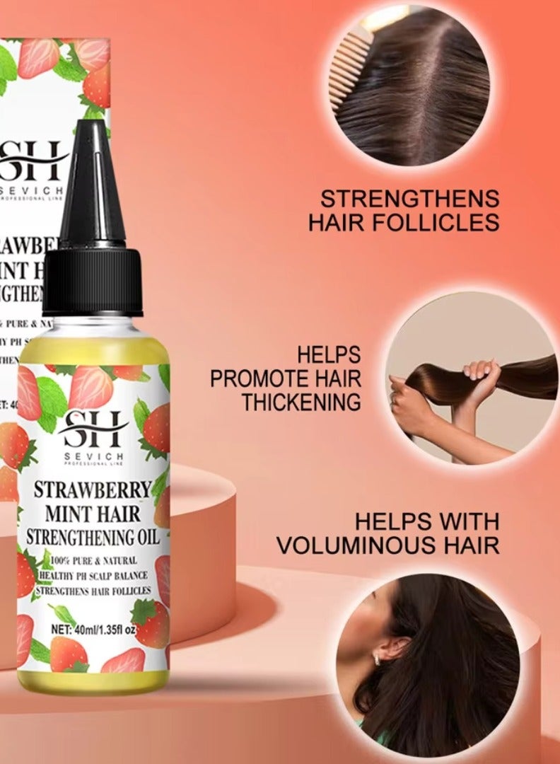 Sevich Strawberry Mint Hair Strengthening Oil Pure and Natural Healthy PH Scalp Balance Strengthens Hair Follicles and Hair Growth with Batana Oil Moisturizing Hydrating Nourish Hair Oil 40ml - Image 2