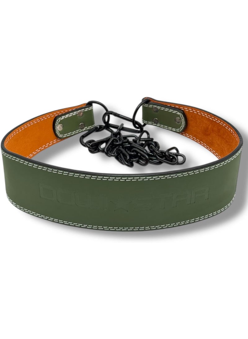 SportQ Premium Quality Leather Parallel Belt Designed for Maximum Weight Bearing – Heavy Weight Support for Chin-Ups, Dips, Calistinex – Adjustable Chain for Weights up to 150kg - Image 1