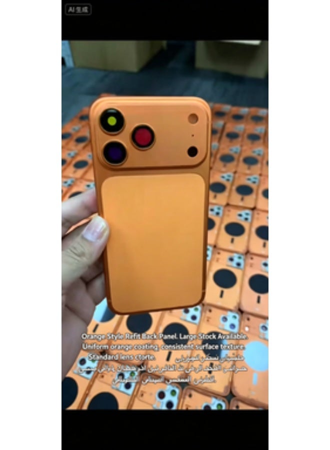 Middle Frame Back Cover Kit for iPhone 14 Pro Max to 17 Pro Max Style Upgrade with Integrated Flex Cable, Orange - Image 3
