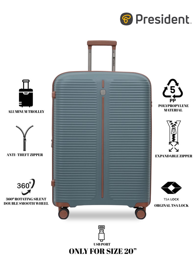 President PP single piece luggage High-quality Travel bag ( L ) spinner wheels, Model -97980 ( DARK GREY ) - Image 5