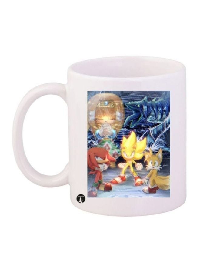 Phone Planet Sonic Video Game Printed Coffee Mug White/Yellow/Orange