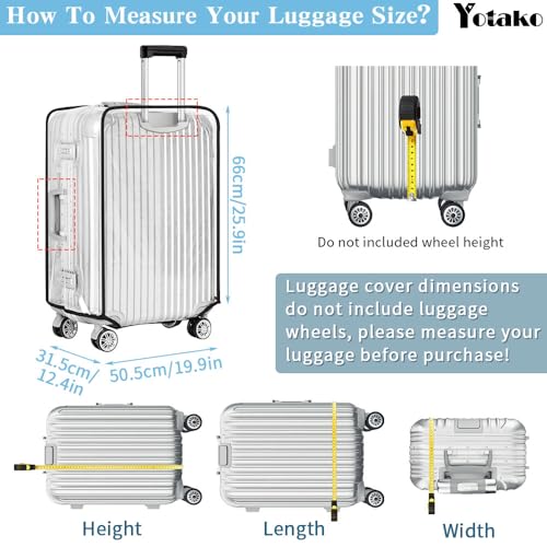 Yotako Clear PVC Suitcase Cover Protectors 28 Inch Luggage Cover for Wheeled Suitcase 28'' - Image 5