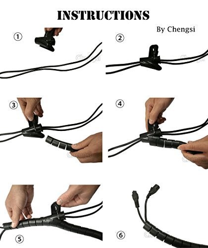 Chengsi Cable Sleeve Organizer 118Inch Coiled Tube Sleeve Cable Management Sleeve for Home Office PC TV Black - Image 2