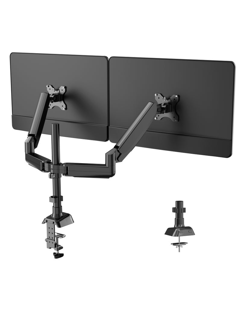 ACPLAY Gas Spring Dual Monitor Stand - Supports Two 32-Inch, 19.8 lb Monitors, Black, VESA 75/100mm, Sturdy Arm with +60° to -45° Tilt, ±180° Swivel, and Full Rotation - Image 1