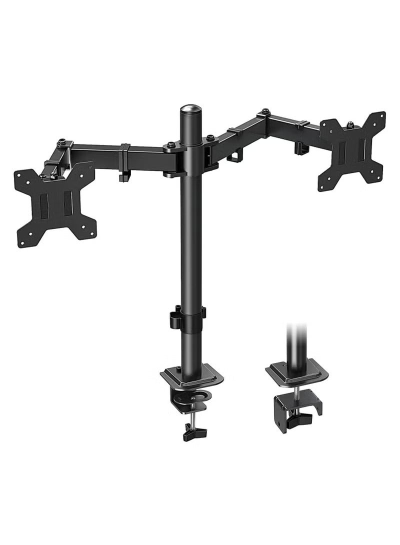 ACPLAY Gas Spring Dual Monitor Stand - Supports Two 32-Inch, 19.8 lb Monitors, Black, VESA 75/100mm, Sturdy Arm with +60° to -45° Tilt, ±180° Swivel, and Full Rotation - Image 2