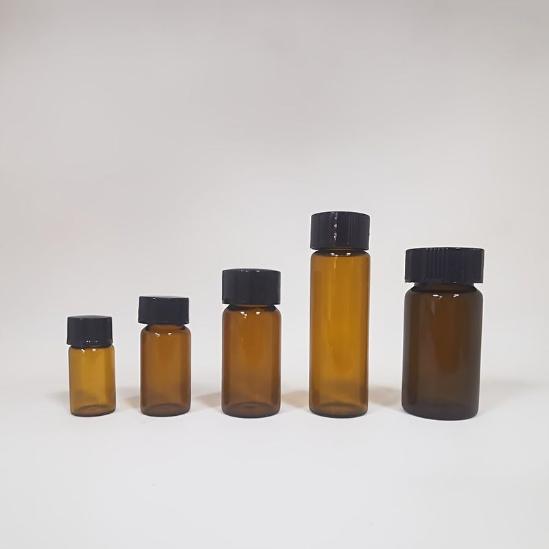 5 Pack Clear 0.5oz Glass Sample Vials with Black Plastic Screw Caps Lab Bottles - Image 3