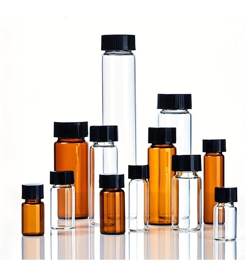 5 Pack Clear 0.5oz Glass Sample Vials with Black Plastic Screw Caps Lab Bottles - Image 5