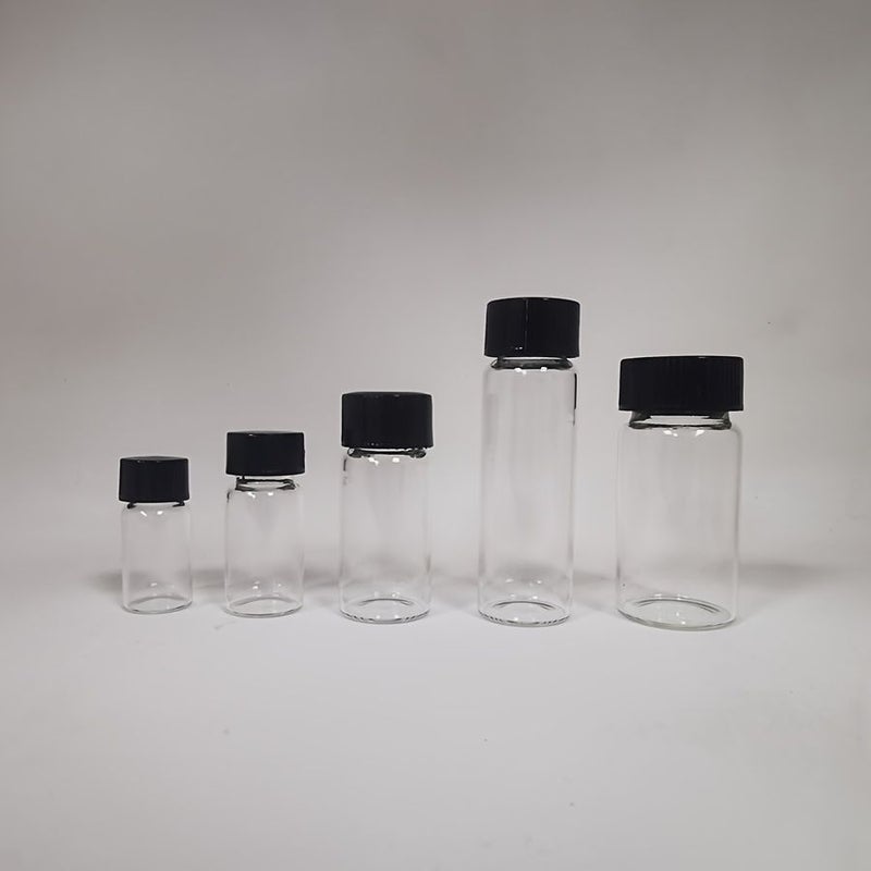 5 Pack Clear 0.5oz Glass Sample Vials with Black Plastic Screw Caps Lab Bottles - Image 4