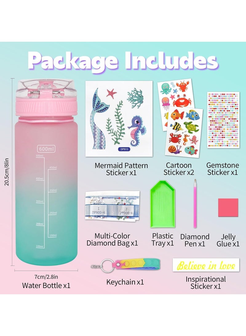 Decorate Your Own Water Bottle Kits for Girls Ages 3+, Fun Arts and Crafts Gift Toys, Mermaid Gem Diamond Painting Crafts Kits, Fun Arts and Crafts Gifts Toys for Girls Birthday - Image 2