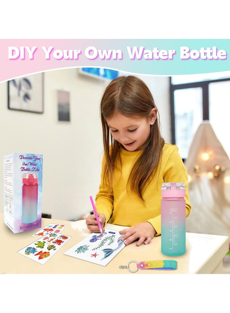 Decorate Your Own Water Bottle Kits for Girls Ages 3+, Fun Arts and Crafts Gift Toys, Mermaid Gem Diamond Painting Crafts Kits, Fun Arts and Crafts Gifts Toys for Girls Birthday - Image 3