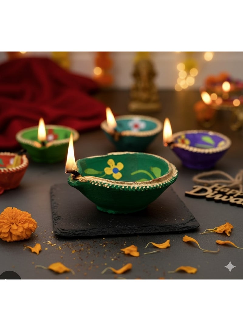 ديو تويز زينة ديوالي ديوالي ديباك المصنوعة يدويًا من الطين (مجموعة من 6 قطع) - Image 2