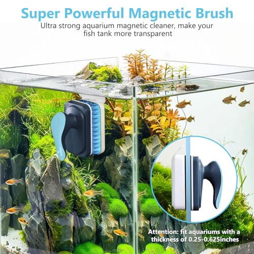 fishkeeper Aquarium Magnetic Glass Cleaner, Fish Tank Algae Magnet Cleaning Tool with Algae Scraper for Glass Aquariums Tank, Floating Scrubber Brush, 2 Detachable Scrapers, Large - Image 2