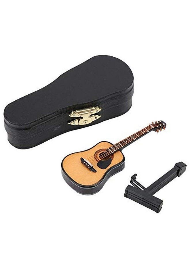 Garosa Miniature Wooden Guitar Model Dollhouse Musical Instrument Display With Stand Support And Case Dollhouse Accessories Small Craft Ornaments Home Decor ( 01)  - Image 3