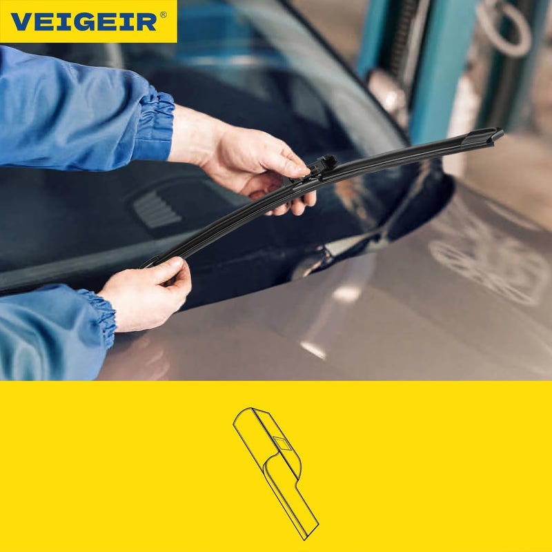 VEIGEIR شفرات مساحات الزجاج الأمامي 24"+19" متوافقة مع فولكس فاجن جيتا 2023-2011 باسات 2018-2012 CC 2017-2013، بديل للسيارة عبوة من 2 - Image 3