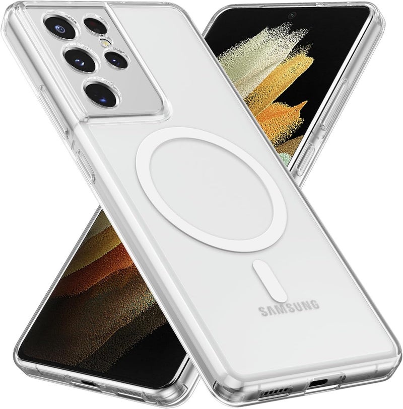 RODMED Magnetic Case for Samsung Galaxy S21 Ultra Compatible with MagSafe, Shockproof Phone Bumper Cover, Anti-Scratch Clear Back Plastic (Clear) - Image 5