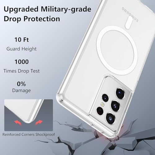 RODMED Magnetic Case for Samsung Galaxy S21 Ultra Compatible with MagSafe, Shockproof Phone Bumper Cover, Anti-Scratch Clear Back Plastic (Clear) - Image 2