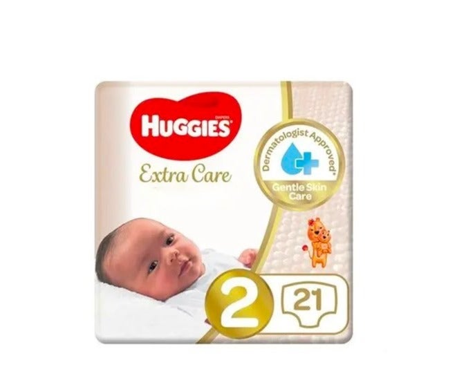 Huggies Extra Care Diapers Size 2 - 21 Diapers
