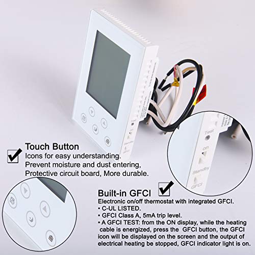 BOWSEN Programmable Thermostat for House Radiant Underfloor Heating, Home Heat Floor Mat Controller self-Adaption AC(120/240V) Voltage, Dual Sensing(Air&Floor Sensor) Built-in Class A GFCI, Power 3600W - Image 5