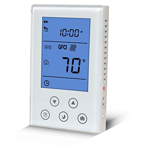 BOWSEN Programmable Thermostat for House Radiant Underfloor Heating, Home Heat Floor Mat Controller self-Adaption AC(120/240V) Voltage, Dual Sensing(Air&Floor Sensor) Built-in Class A GFCI, Power 3600W - Image 1