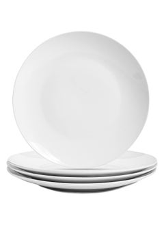 Mash Ceramic Flat Plate 10 Inch White, Porcelain Plates Microwave Oven and Dishwasher Safe Scratch Resistant Modern Dinnerware Dish Set  - Image 1