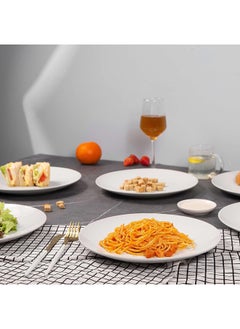 Mash Ceramic Flat Plate 10 Inch White, Porcelain Plates Microwave Oven and Dishwasher Safe Scratch Resistant Modern Dinnerware Dish Set  - Image 4