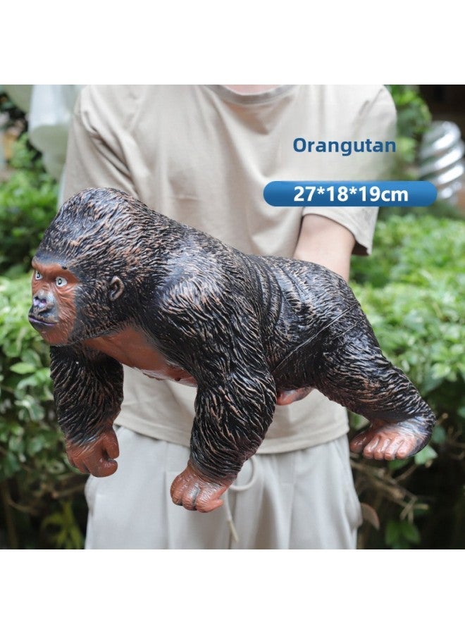 Simulation Soft Rubber Children's Toy Model Simulation Forest Animal Large Lion Tiger Leopard Elephant Wholesale-color:Orangutan 【Animals】 - Image 1
