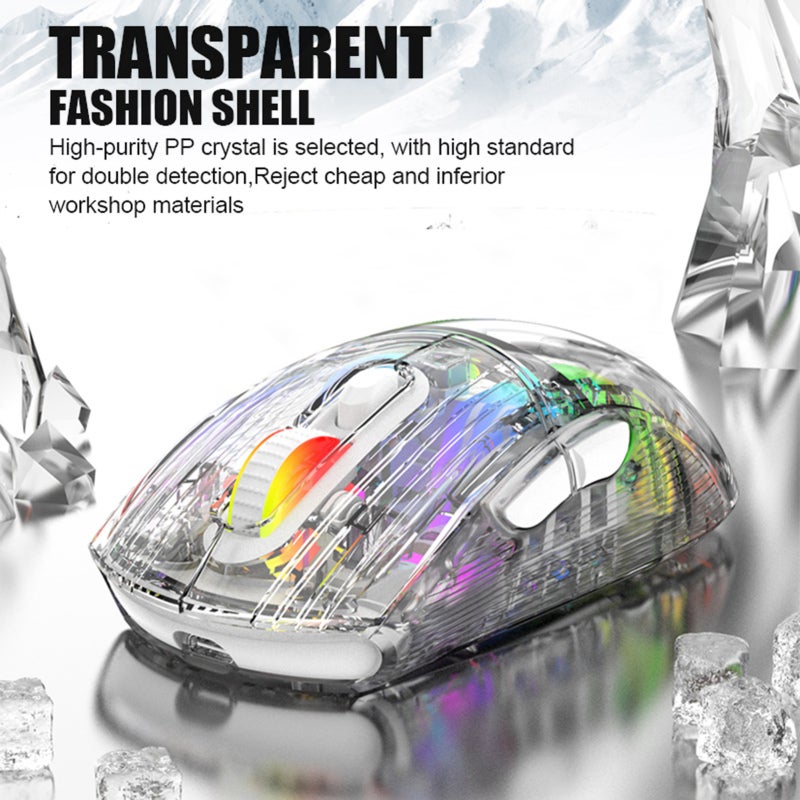 Wireless Laptop Mouse: White 3-Mode Connection Mouse - 5 Adjustable DPI RGB Light Mouse for Office, Gaming and Multi-Device Use - Image 5