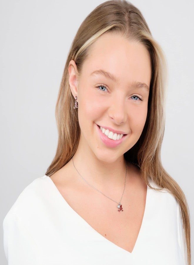 Stone Armory Alabama Crimson Tide Jewelry Set - Crystal Drop Earrings and Matching Charm Necklace Set - Hypoallergenic Stainless Steel Jewelry for Women - Alabama Crimson Tide Gifts for Women - Image 2