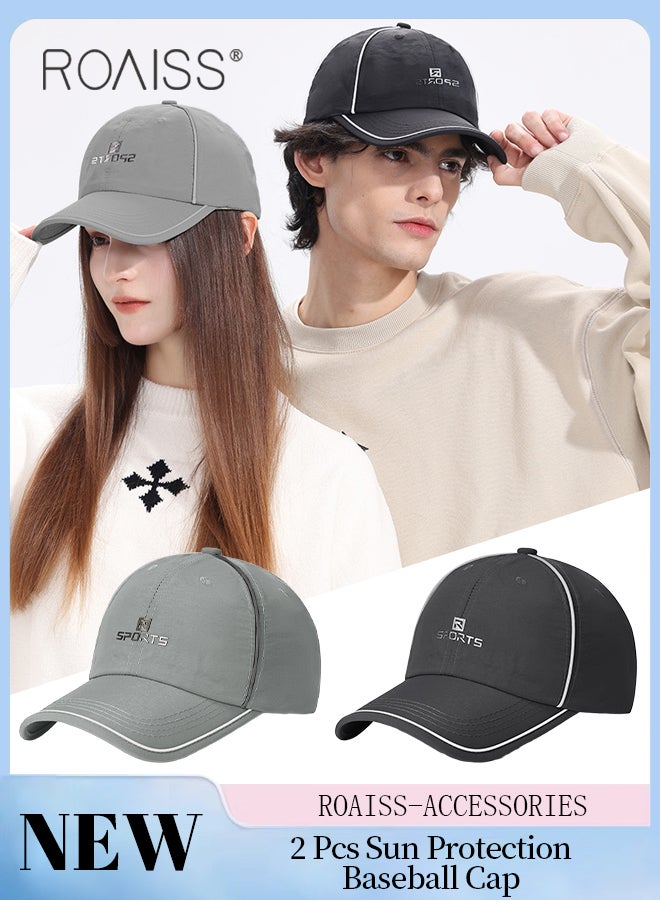 رويس قبعات بيسبول رياضية قابلة للتنفس من قطعتين، حماية من الأشعة فوق البنفسجية من الشمس للرجال والنساء، قبعة شمس خارجية خفيفة الوزن قابلة للتعديل وسريعة الجفاف مع شرائط عاكسة، مناسبة للجري والترفيه والمشي لمسافات طويلة وصيد الأسماك - Image 1