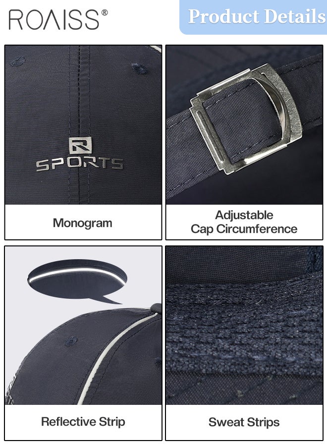 رويس قبعات بيسبول رياضية قابلة للتنفس من قطعتين، حماية من الأشعة فوق البنفسجية من الشمس للرجال والنساء، قبعة شمس خارجية خفيفة الوزن قابلة للتعديل وسريعة الجفاف مع شرائط عاكسة، مناسبة للجري والترفيه والمشي لمسافات طويلة وصيد الأسماك - Image 3