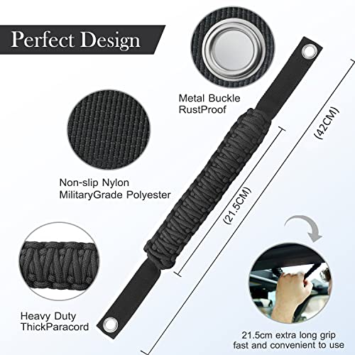YANWEN Grab Handles for Ford Bronco 2021-2024 2/4 Door, Roll Bar Paracord Grip Handles, for Ford Bronco Interior Accessories(Black 4PCS) - Image 2