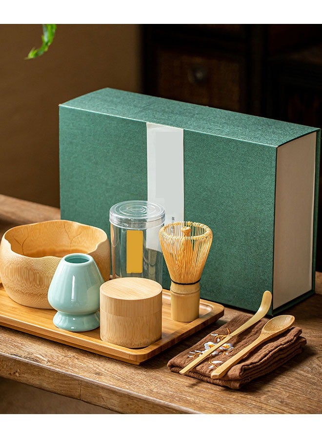 BOUND MOAT 8-Piece Traditional Handmade Matcha Tea Tool Whisk Set - Image 1