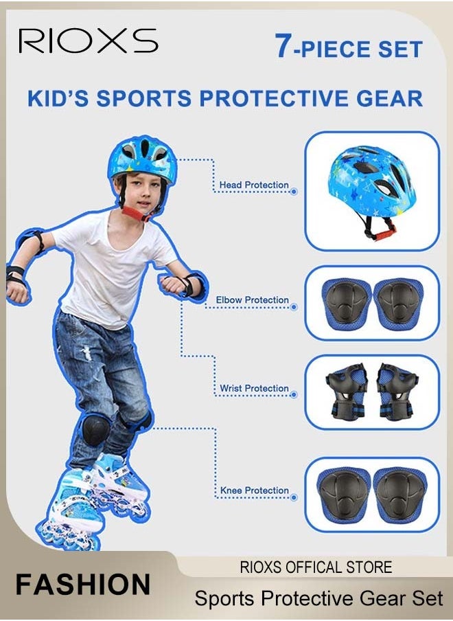 RIOXS - Universal Protective Gear Set for Kids Children Comfort Scooter Cycling Bike Helmet Knee and Elbow Pads Set Outdoor Sports Protective Gear Set - Image 1