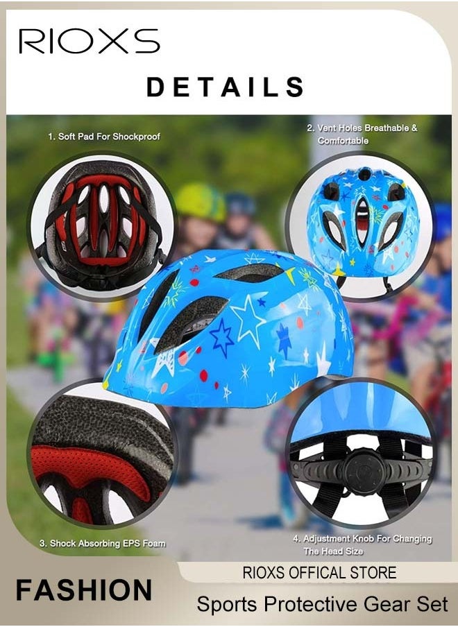 RIOXS - Universal Protective Gear Set for Kids Children Comfort Scooter Cycling Bike Helmet Knee and Elbow Pads Set Outdoor Sports Protective Gear Set - Image 1