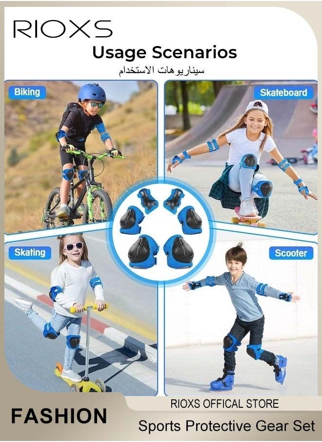 RIOXS - Universal Protective Gear Set for Kids Children Comfort Scooter Cycling Bike Helmet Knee and Elbow Pads Set Outdoor Sports Protective Gear Set - Image 1