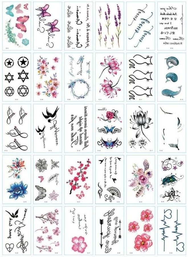 30 Sheets  DIY Temporary Tattoo Fashion Designs for Body - Image 1