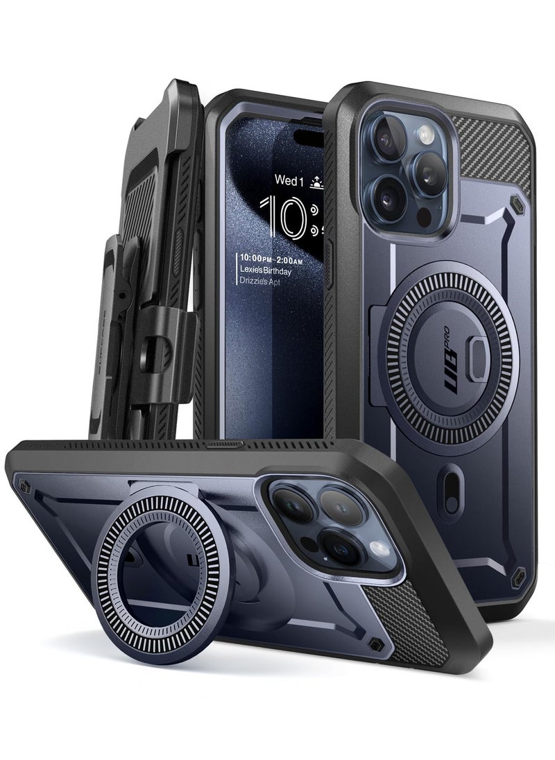 SupCase - iPhone 15 Pro 6.1 inch Compatible with MagSafe Full Body Rugged Case with Built in Screen Protector and Kickstand and Belt Clip Mountain - Image 1