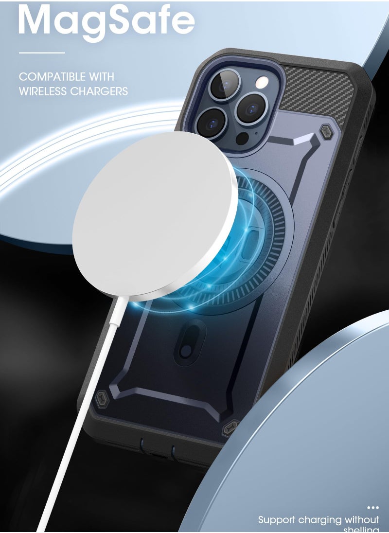 SupCase - iPhone 15 Pro 6.1 inch Compatible with MagSafe Full Body Rugged Case with Built in Screen Protector and Kickstand and Belt Clip Mountain - Image 1