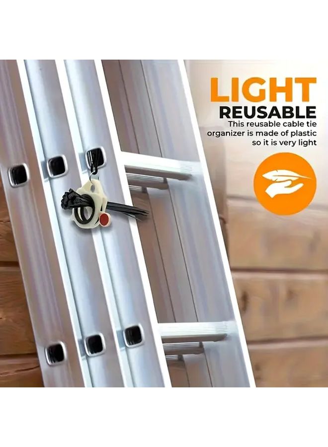 White Zip Tie Holder Case With 10 Black Cable Ties For Tool Belt Organization - Image 5