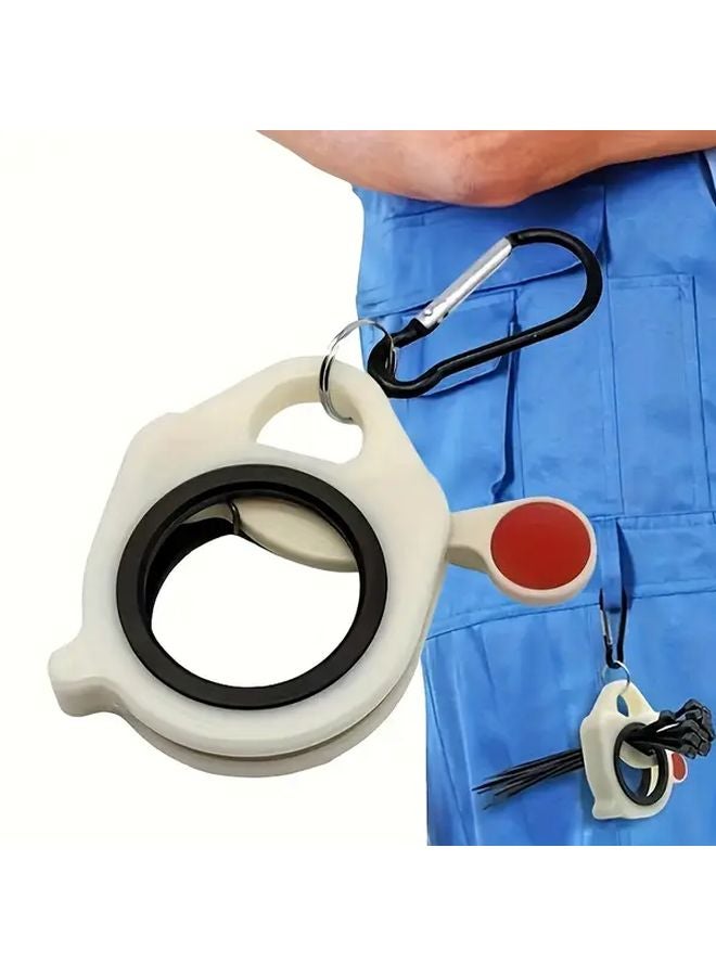 White Zip Tie Holder Case With 10 Black Cable Ties For Tool Belt Organization - Image 2