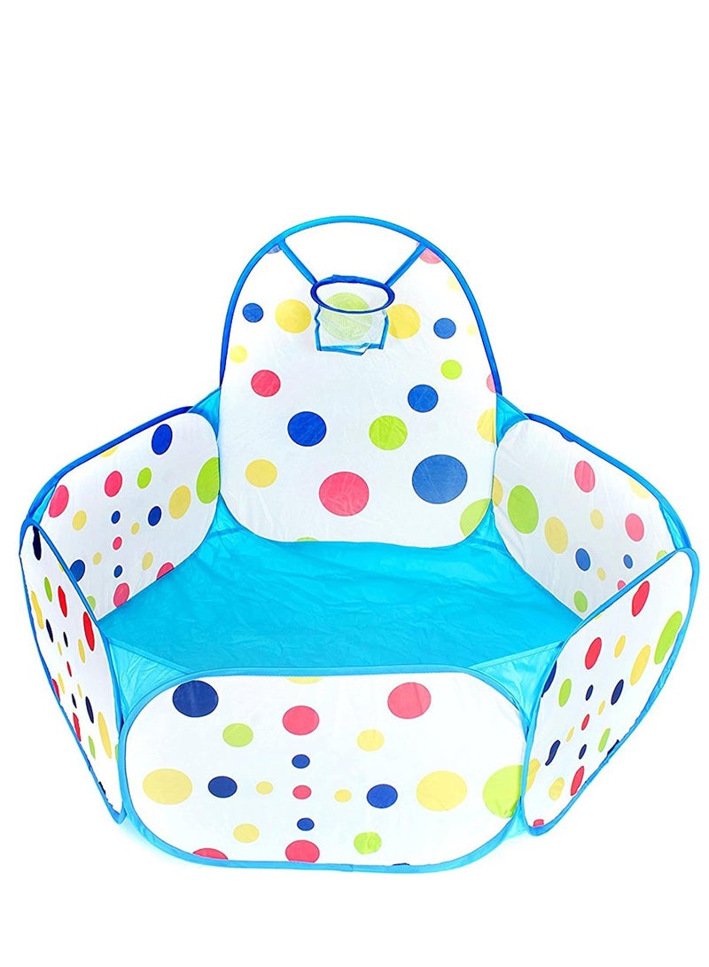 | Kids Playpen with Basketball Hoop | Lightweight Foldable Play Tent for Kids Blue | Portable Foldable Ball Pool with Zippered Storage Bag | (Balls Not Included) (Blue) - Image 1